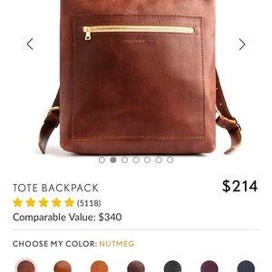 Portland Leather Brown Backpack purse with Gold Zipper